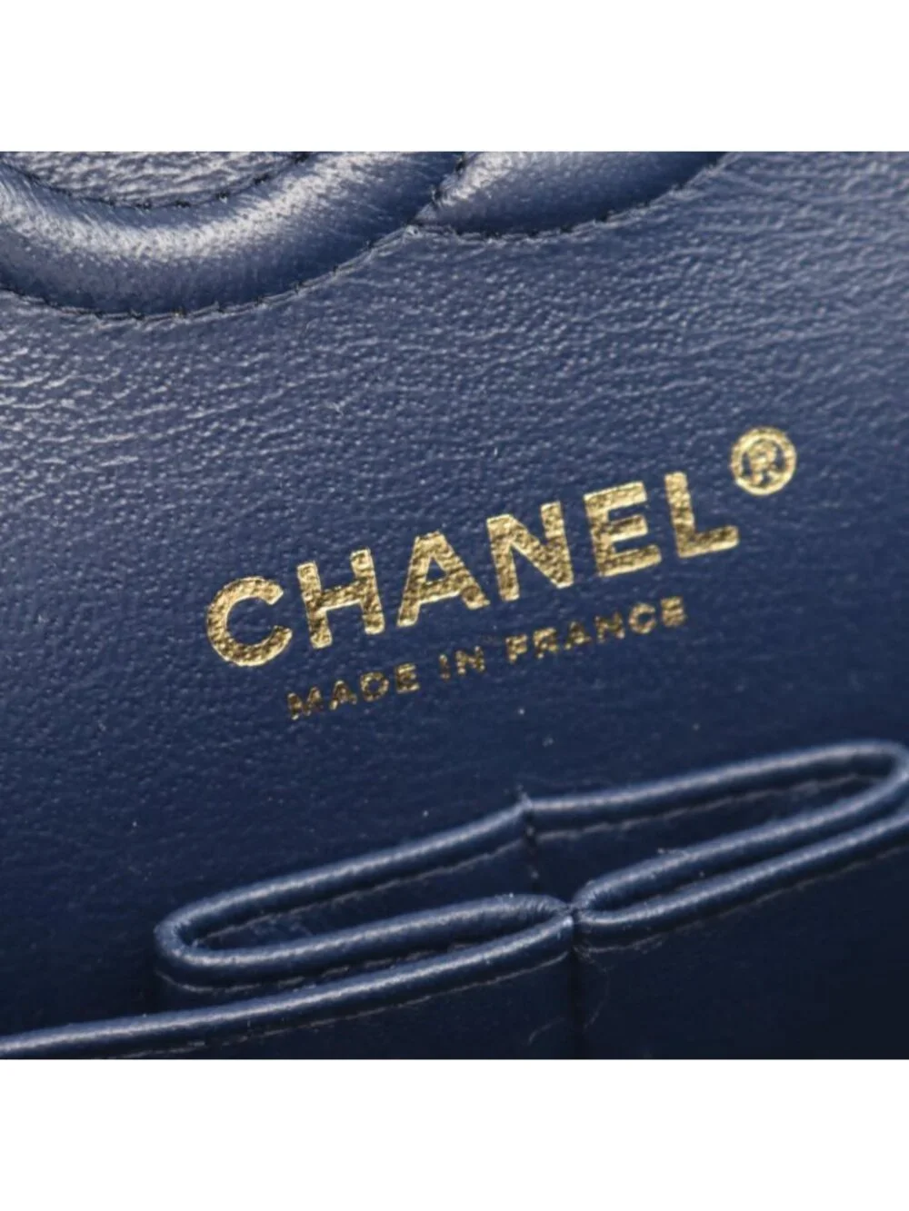 Chanel Shoulder Bag Quilted Double Flap Navy Caviar Leather Chain
